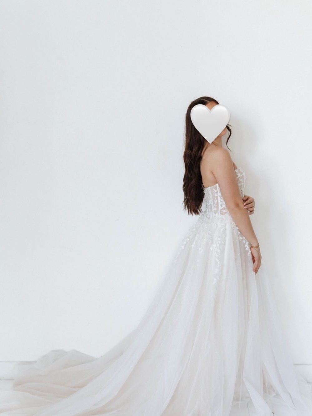 Custom Strapless White Lace A-Line Wedding Gown